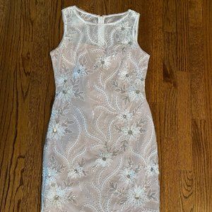 Calvin Klein Embroidered Sheath Dress White/Nude